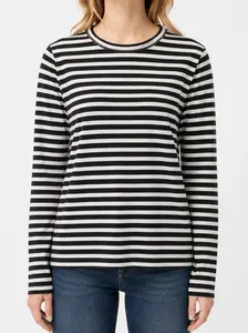 Stripe Long Sleeve Crew Neck Top | Timeless Basic Wardrobe Staple