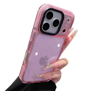 Shockproof Phone Case for iPhone 17 16 15 14 13 12 11 Pro Max Plus  Clear Transparent TPU Silicone Protective Cover with Camera Lens Protection, Anti-Scratch Drop Proof Heavy Duty Bumper Case Cute Colorful Phone Cases for Women Men