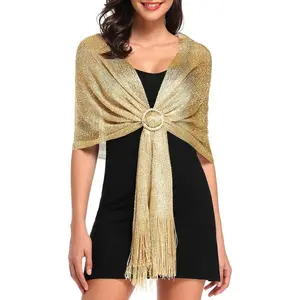 vimate Sparkling Metallic Shawls and Wraps for Evening Party/Wedding/Formal Dresses (With Free Buckle)