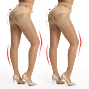 2-Pair Women's 40D Sheer Shaping Tights, High Waist Pantyhose with Tummy Control & Butt Lift, Stretchy Seamless Nylon for a Smooth, Comfortable Fit