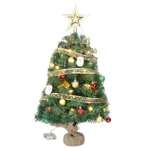 20in Pre-lit Mini Christmas Tree with 30 Warm White Lights & Ornaments, Tabletop Artificial Xmas Pine Tree for Home Office Store Holiday Decor, Battery Operated, Green Star Wooden Box Insert Decoration christmas shopping christmas tree lights