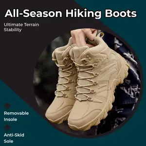 Men's All-Season All-Terrain Multi-Purpose High Top Military Boots with Side Zipper - Lightweight, Breathable & Slip-Resistant Hiking Shoes for Mountaineering, Jungle Exploration, Rock Climbing, Camping and Casual Wear nonslippery hikingshoes