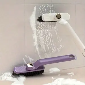 White Floor Gap Brush, 3-in-1 Grout Cleaning Tool with Brush Scraper & Clip, Multi-Function Tile Crevice Cleaner for Deep Cleaning – For Home Bathroom Kitchen