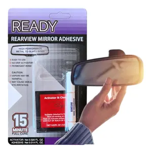 Ready Rearview Mirror Superior Bond Adhesive, Fast Easy Installation, 15min Full Cure, Durable Long Lasting Metal & Glass Bond for  Season Weather