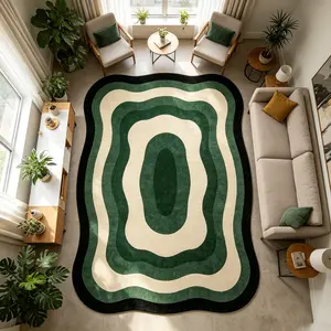 Wabi-Sabi Style Wave Edge Asymmetric Rug, Non-Slip, Decorative Carpet for Living Room, Perfect Holiday Gift