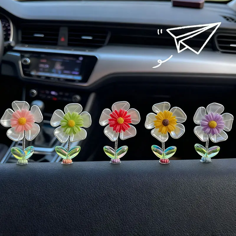 New Sunflower Car Decoration, Dashboard Ornament, Car Dashboard Decorations, Rotating Head Design, Cute Flower Accessory for Cars, Unique Gift Idea, Car Interior Decoration, Car Interior Decorative, Car Interior Ornaments
