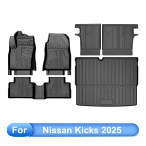 AOMSAZTO 6-Piece Kit Laser Fitted All-Weather 3D Protection Heavy-Duty Waterproofing Floor Mats Full Set for Nissan Kicks S/SR/SV 2025-2026 (Not Fit AWD & 2025 Kicks), Including Floor Liners, Cargo Liner & Rear Seat Back Mats, Black