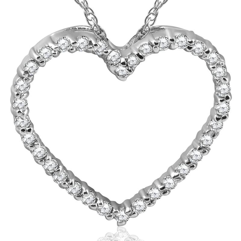 10K White Gold 1/2ct Lab Grown Diamond Heart Pendant 18" Necklace