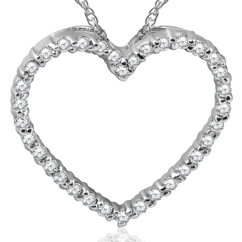 10K White Gold 1/2ct Lab Grown Diamond Heart Pendant 18" Necklace
