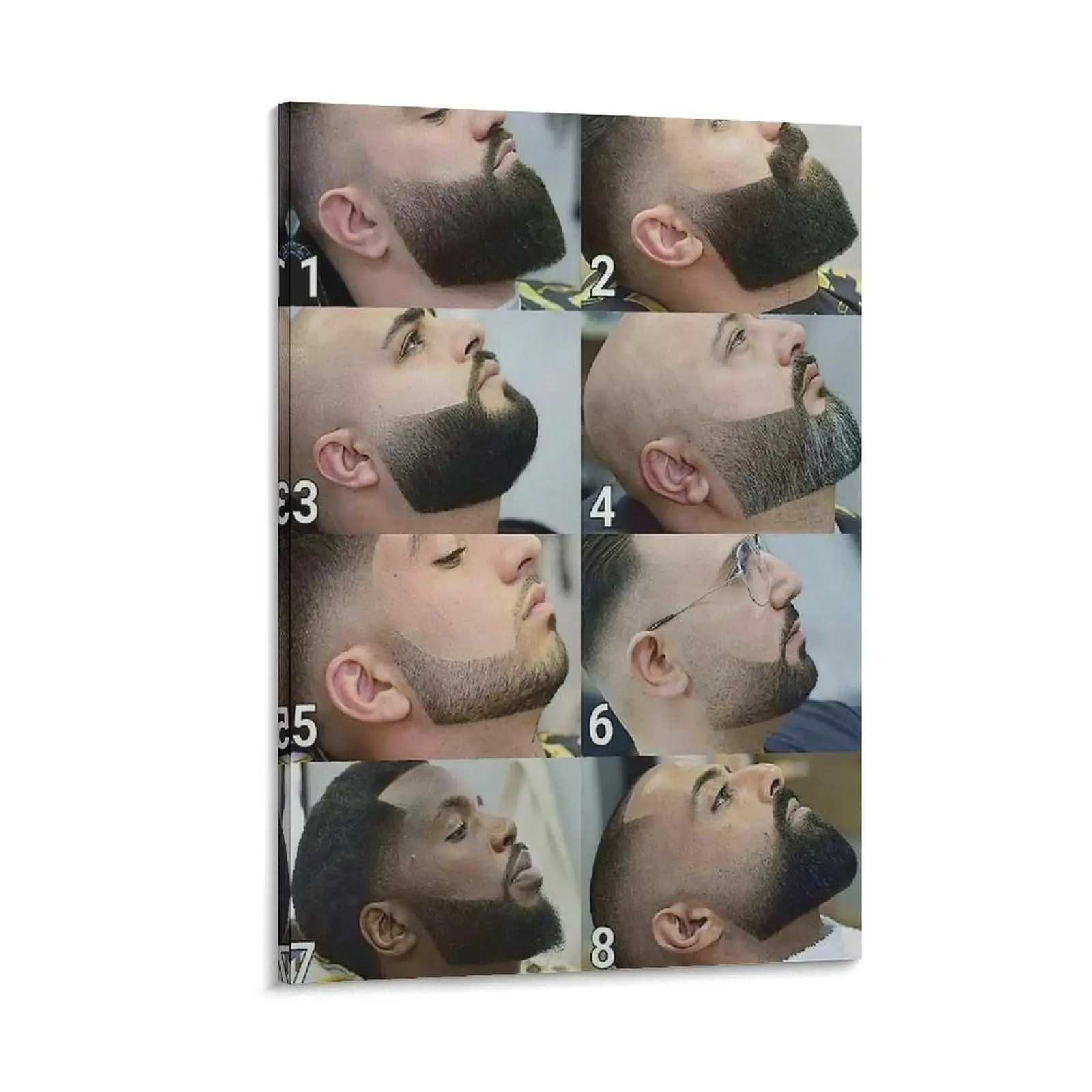Barber Shop Men's Haircut Canvas Poster with Various Hairstyles, Wood Frame Option, Stylish Wall Art for Bedroom & Living Room, Home Decor Gift Ornament Print Photo