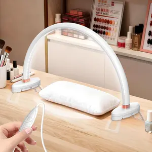 Arc Half Moon Light: 16" Half Moon Light with Foldable Bracket for Desk Salon Table Use - No Flicker & Shadow-Free Desk Lamp with Stepless Brightness 3000-6500K for Manicurist Nail Tech for Gifts for Women