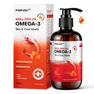 PawFirst Krill Fish Oil Omega-3 Supplement for Dogs & Cats Norwegian Salmon Oil with Antarctic Krill Rich in EPA DHA Supports Skin Coat Health Reduces Shedding Itch 8 oz