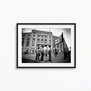 Boys Staring at Yankee Stadium Print, Baseball Black and White Wall Art, Vintage Print, No Frame