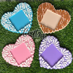 Talavera Hearts Desk Organizer| Note Holder Custom 3D Printed sticky note Holder Office Study Stationery Desktop Storage