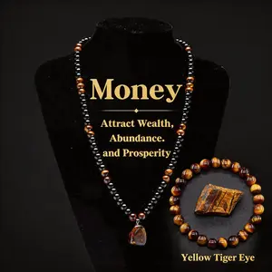 Money Necklaces&Bracelet for Men Women  Money Attraction Wealth Feng Shui Luck Protection Necklace 8MM Jade Beaded Necklaces Spiritual Birthday Jewelry Gifts for Friends