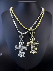 Vintage Creative Gothic Cross Skull Necklace, Unisex Punk Style Jewelry, Perfect Halloween Accessory & Gift for Men & Women