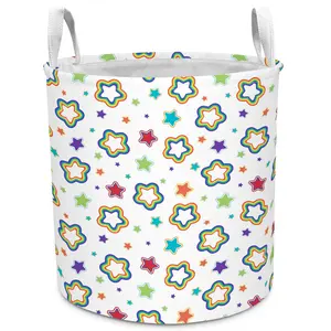 Heart Shaped Collapsible Fabric Laundry Hamper - Waterproof Storage Basket with Handles, Home Organizer for Kids Room & Bathroom, 13.8"x15.8" Shelf Basket