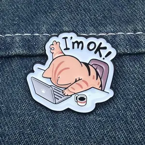 Creative Cat Pin Badge, Cartoon Letter Accessory, Cute Bag Charm, Unique Brooch, Fashionable Lapel Pin, Stylish Jewelry