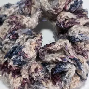 Boutique XL Handmade Crochet Hair Scrunchie    Wysteria Sparkle