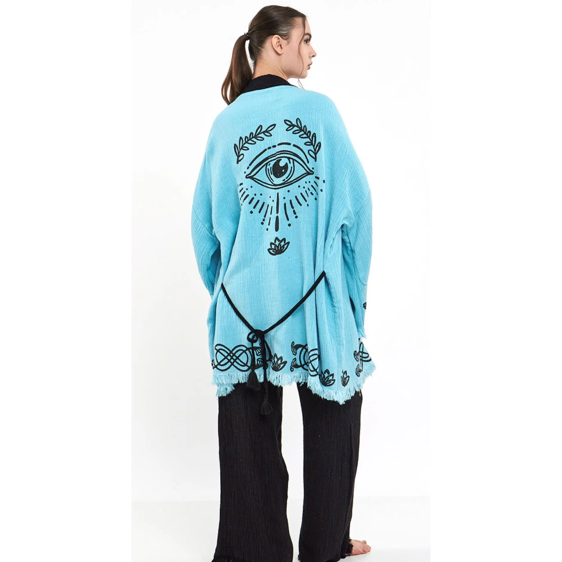 100% Organic Cotton Kimono Robe & Loungewear Set – Evil Eye Design