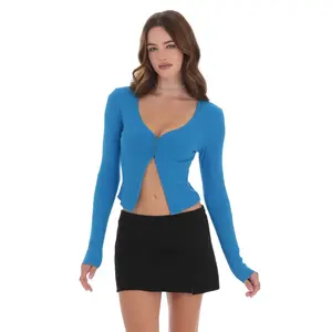 Ribbed Fly Away Top in Blue