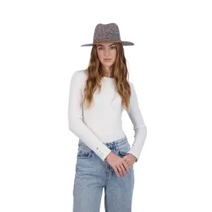 Tahari Women's Lightweight Packable Panama Hat with Faux Suede Band