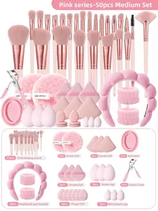50-Piece Makeup Tool Set – Brushes, Powder Puffs & Accessories