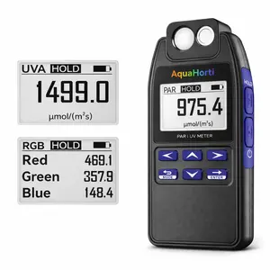 AH-Quantuv PAR Meter,Test PPFD(400-750nm) and UVA(320-400nm) Irradiance Intensity.Show The Seperate PAR of R,G,B in Grow Light. Record PAR | UVA