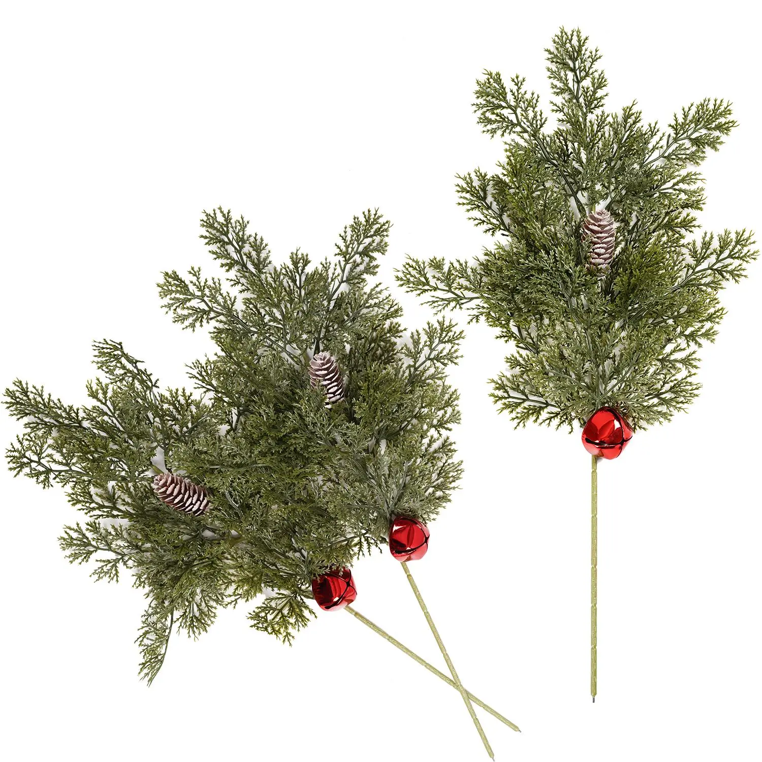 Artificial Pine Needles Branches, 6 Counts Fake Greenery Pine Picks with Pine Cone, Faux Pine Leaves Sprigs for Christmas Garland Wreath & Home Garden Decoration