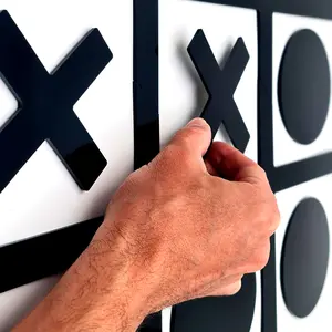 Powerful & Large Magnetic Tic Tac Toe Wall-Mount Game - Strong Adhesive for Easy Mounting (Simple Installation) - Will Not Fall - Tic Tac Toe Wall Decor Game - Fun for Kids and Adults