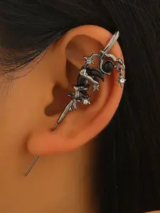 Creative Star Moon Rhinestone Earrings, Geometric Fashion Unique Cold Style Ear Jewelry, Holiday Gift for Women, Elegant Studs