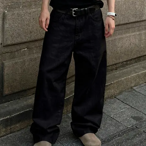 Men's Baggy Loose Fit Denim Jeans, Loose Fitting Denim, Plain, Y2K Street Style, Streetwear, All Seasons, Summer Jeans, Natural Waist, Zipper Fly, Retro Fashion, Versatile Casual Pants, Leisure Jeans