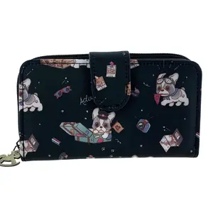 Black Travel Frenchie Medium Snap Fold Wallet
