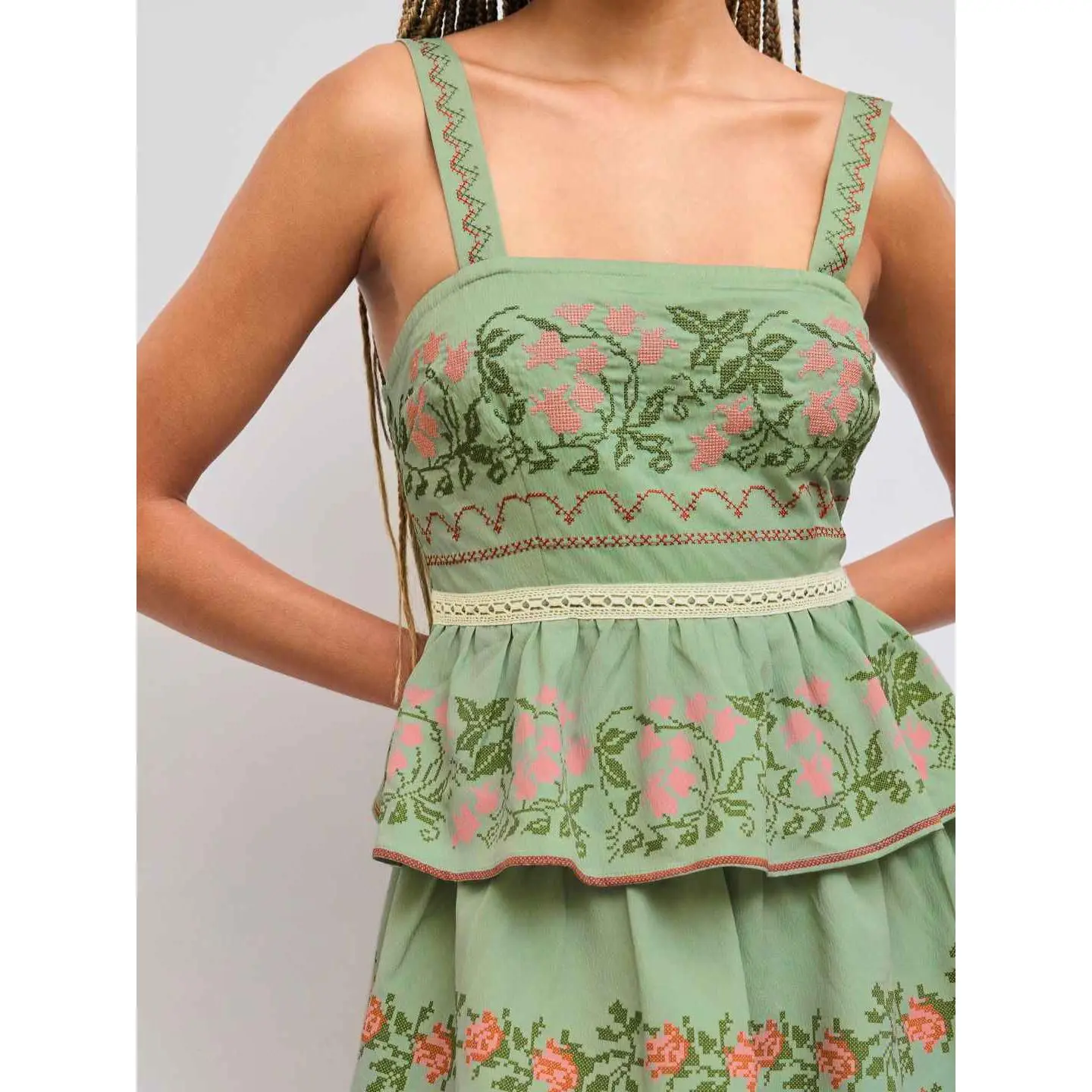 retrofete lark embroidered dress Retrofete Lark Embroidered Dress in Lemon main image 1