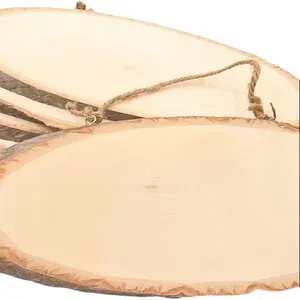 6-Pack 13-Inch Oval Basswood Wood Slices, Hanging Plaque Signs for Burning, Painting Crafts