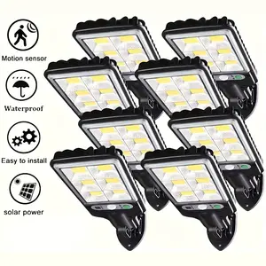 8 Pcs Solar Street Lights - Motion Sensor Security Solar Flood Lights, Remote Control Outdoor Road Wall Lamp With 3 Lighting Modes For Front Door, Garden, Yard, Garage, Path - Heavy-Duty Waterproof Solar Wall Lights , Easy installation Garden Lamp