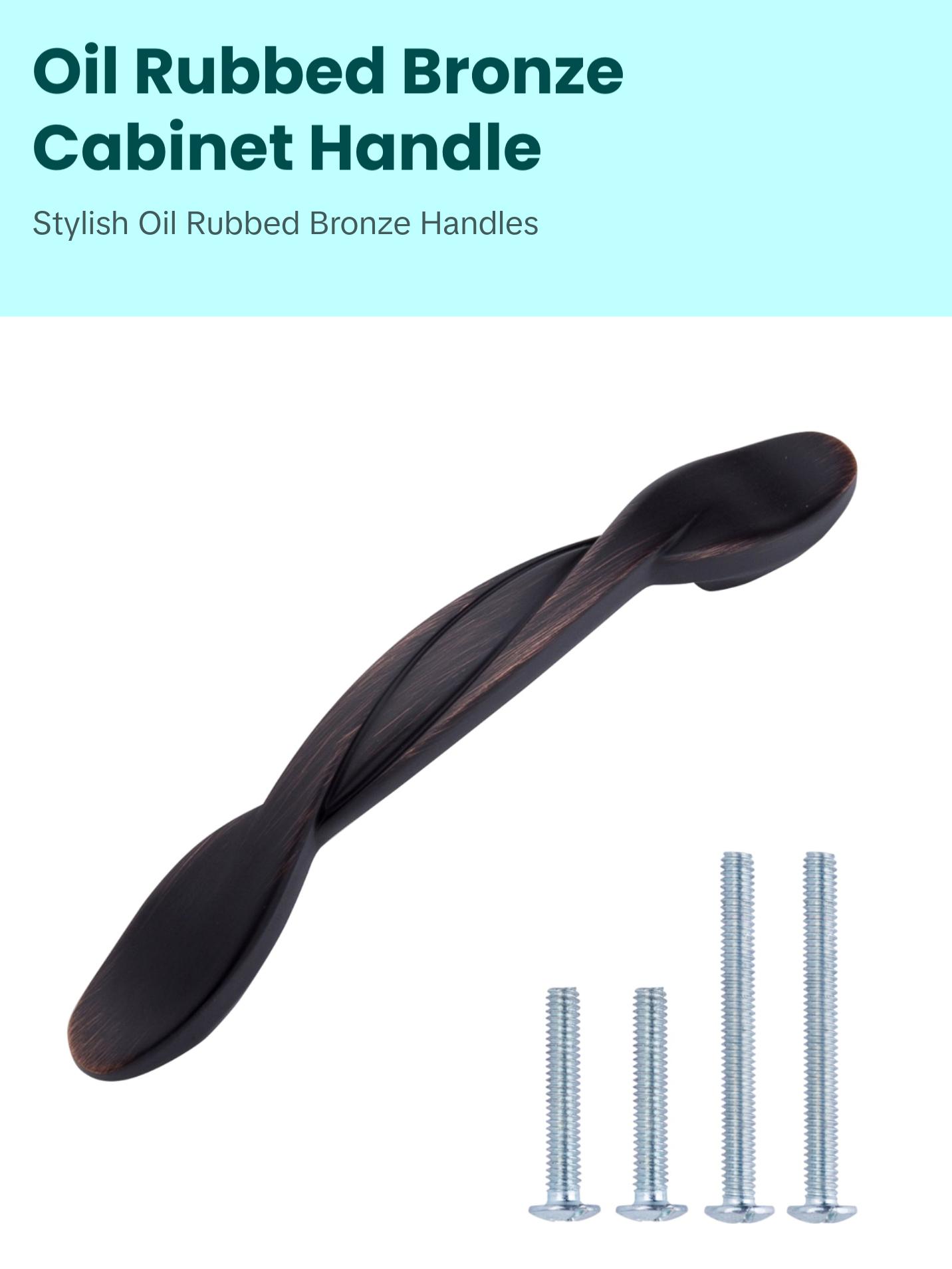 AmazonBasics Twisted Cabinet Handle, 4.5" Length (3" Hole Center), Oil Rubbed Bronze