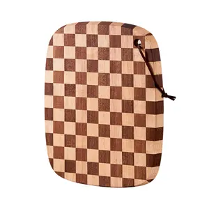 Acacia Wood End Grain Cutting Board with Hanging Rope, Thick Butcher Block, Double-Sided Chopping Board for Meat, Vegetables & Kitchen Wooden