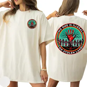 No One Is Illegal On Stolen Land Shirt - Indigenous Pride T-shirt - Native American Heritage Tee - Two Sides Unisex T-shirt/Hoodie/Sweatshirt -