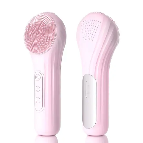 Facial Cleansing Brush, Heatable Vibrating Face Scrubber with Massage, Silicone Face Scrubber for Women & Men, Electric Facial Cleanser for Deep Cleansing, Gentle Exfoliating