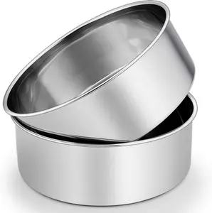 8 Inch Round Cake Pans Set, Stainless Steel Baking Pans for Layer Birthday Wedding Cake, Non Toxic & Heavy Duty, Deep Side Mirror Finish, Dishwasher & Oven Safe, 2Pcs