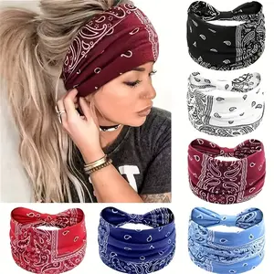 6-Pack Bohemian Style Wide Headbands for Women - Polyester Knit Fabric Geometric Pattern Hairbands - Fashionable Elastic Head Wraps for Yoga, Running, Sports - Elegant and Simple Design for Fall/Winter