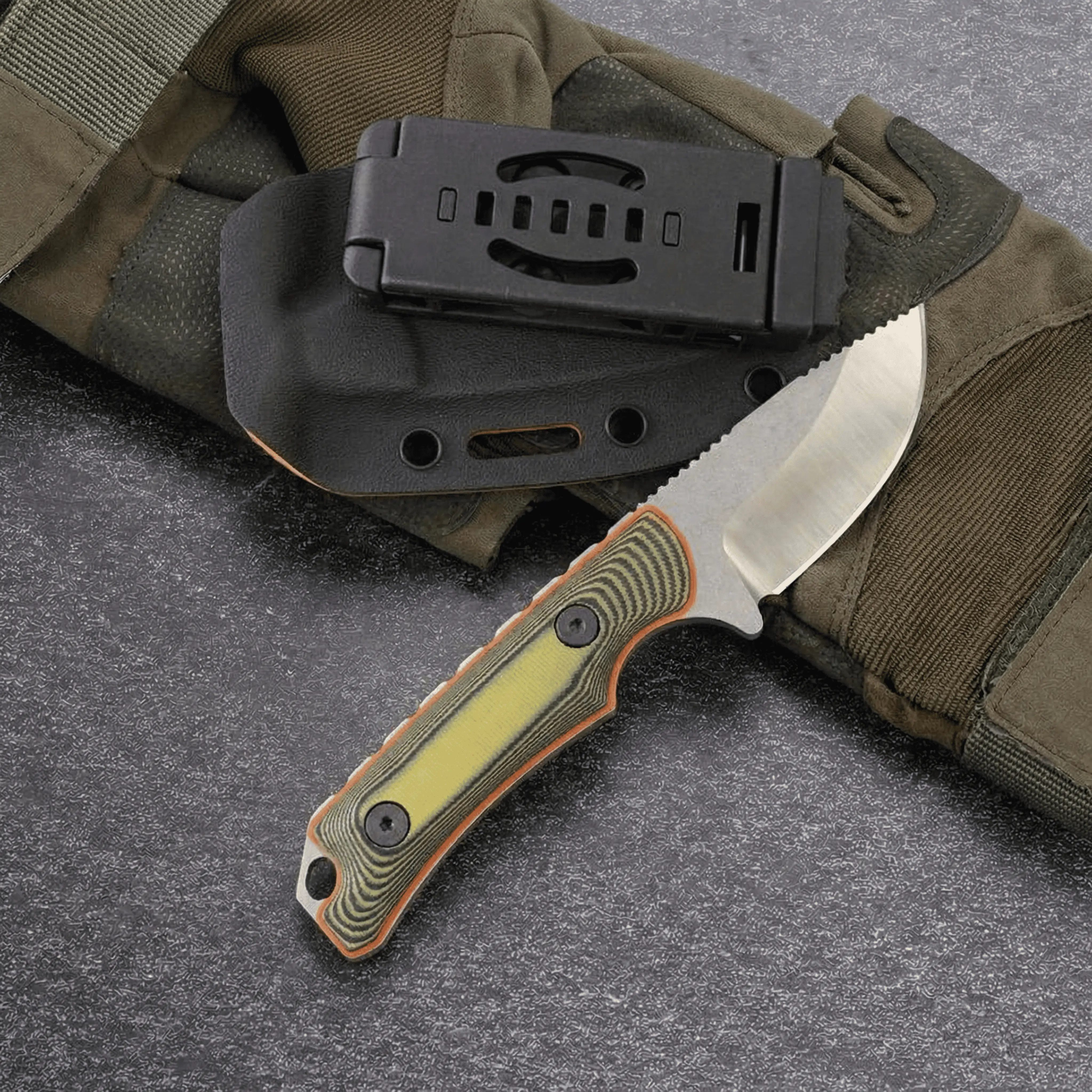 15017 Sheathed Fixed Blade Outdoor Survival EDC Tool - 8Cr13MoV Steel, Textured G10 Handle, Camping Fishing Hiking Gear, Everyday Use Utility Item, Gift for Outdoor Enthusiasts