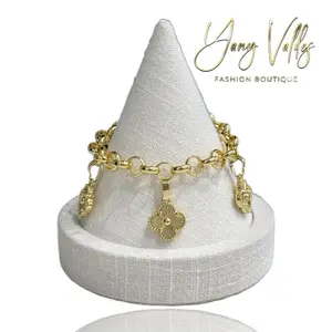 Rolo Chain Bracelet with Clover Charms Elegant Adjustable