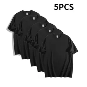 5-pack Solid Color Crewneck T-Shirts Pure Cotton Unisex T-Shirts High-Quality Cotton T-Shirts, wear Top