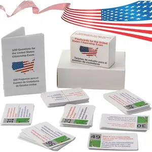 US Civic Test Flash Card 2026-100 USCIS Citizenship Flash Card (Questions & Answers) Bilingual Spanish English Naturalization Study Guide US Civics Test Flash Cards Bilingual Booklet Combo Set