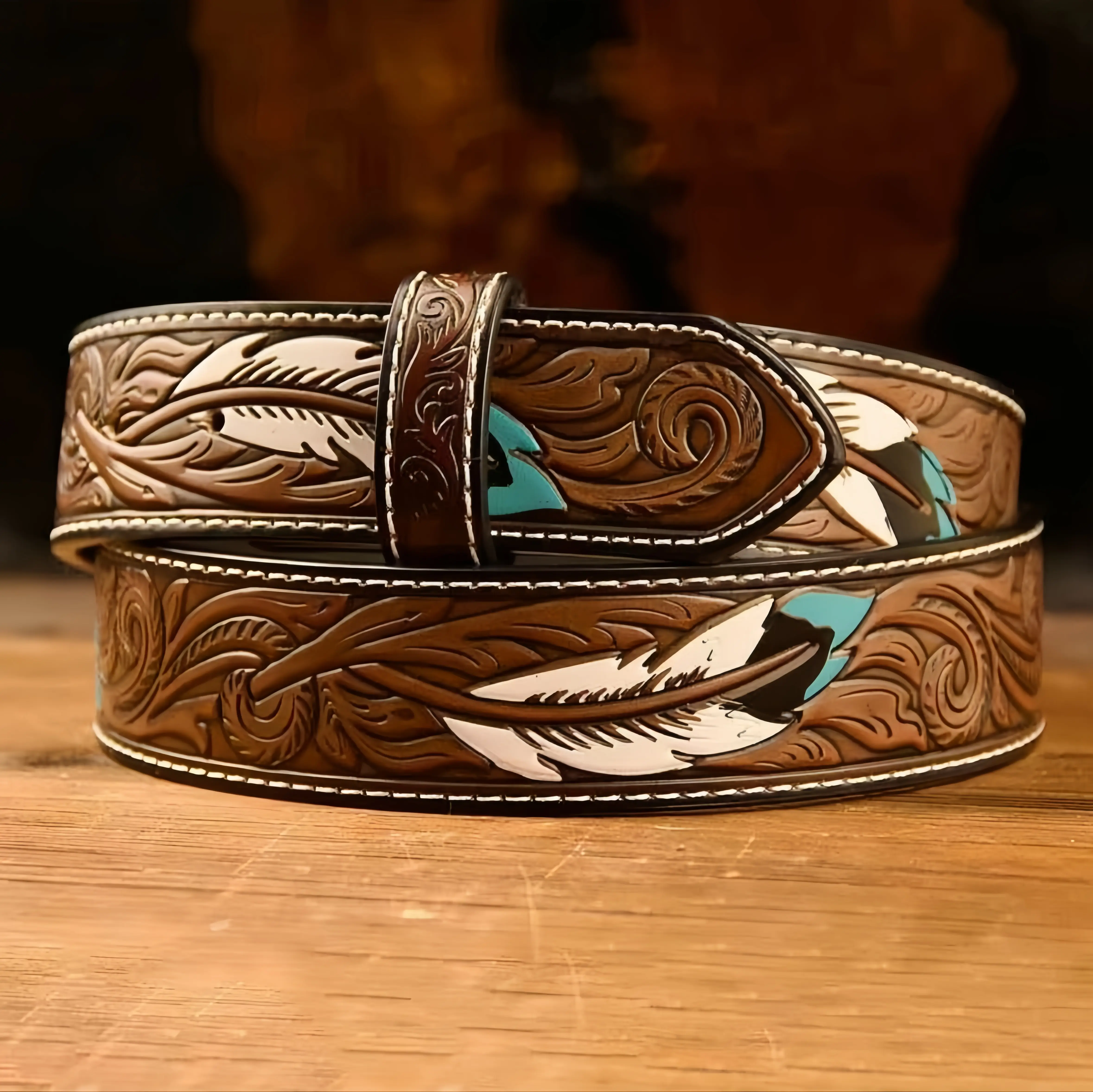 Vintage Pattern Western Belt Faux Leather Cowgirl Rodeo Buckle Accessory H03eadfe435544879b8aeb0e2e194d  main image 2