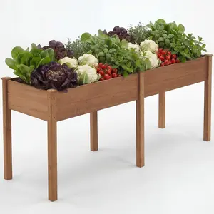 Raised Garden Bed, Elevated Wood Planter Box Stand for Backyard, Patio, Balcony