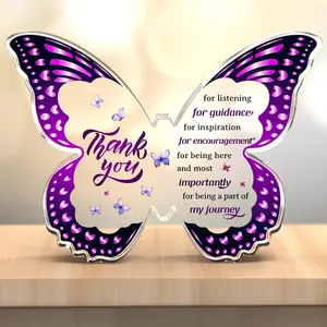 Thank You Gifts for Coworkers, Appreciation Gifts for Women Men with Purple Wings  Decorative Butterfly-Shaped Acrylic Gifts for Teacher Boss Coworker Leaving Gift Signs Decoration Items