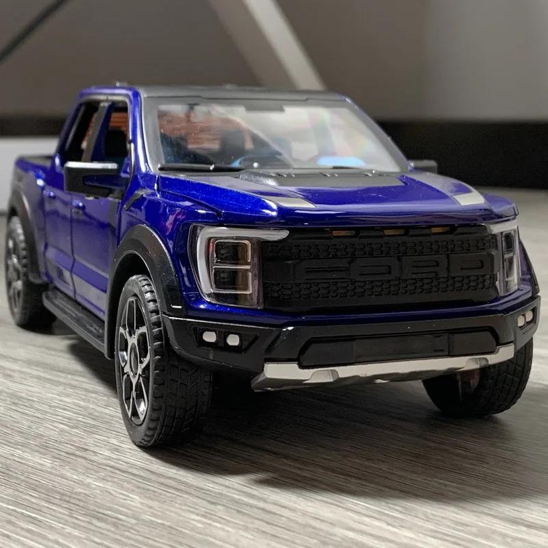 1:20 Ford Raptor F150 Pickup Truck Toy Car Model Alloy Die-cast Car Doors Openable Pull-back Car with Sound and Lights Scale Model Car Toy Suitable for Boys